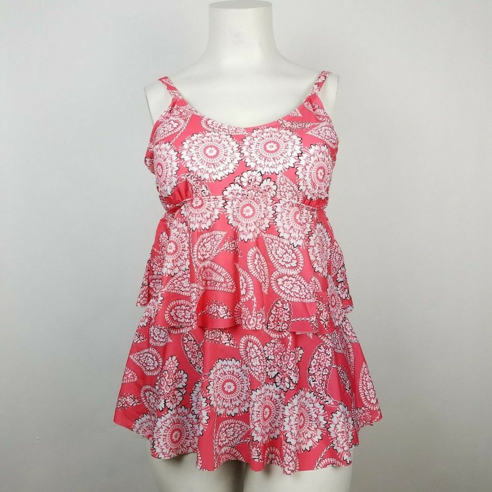 Tankini Set Swimsuit Floral Coral Swim Short XL